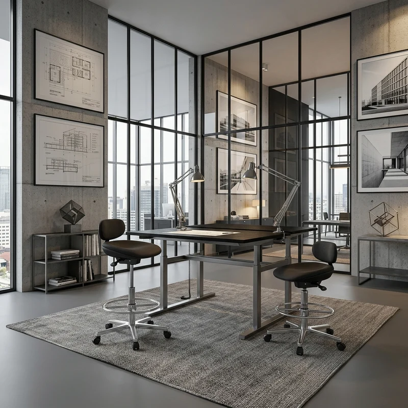 Arbeitsstuhl Stoffbezug mit höhenverstellbarer Sitzfläche und Rückenlehne, Aluminium-Fußkreuz