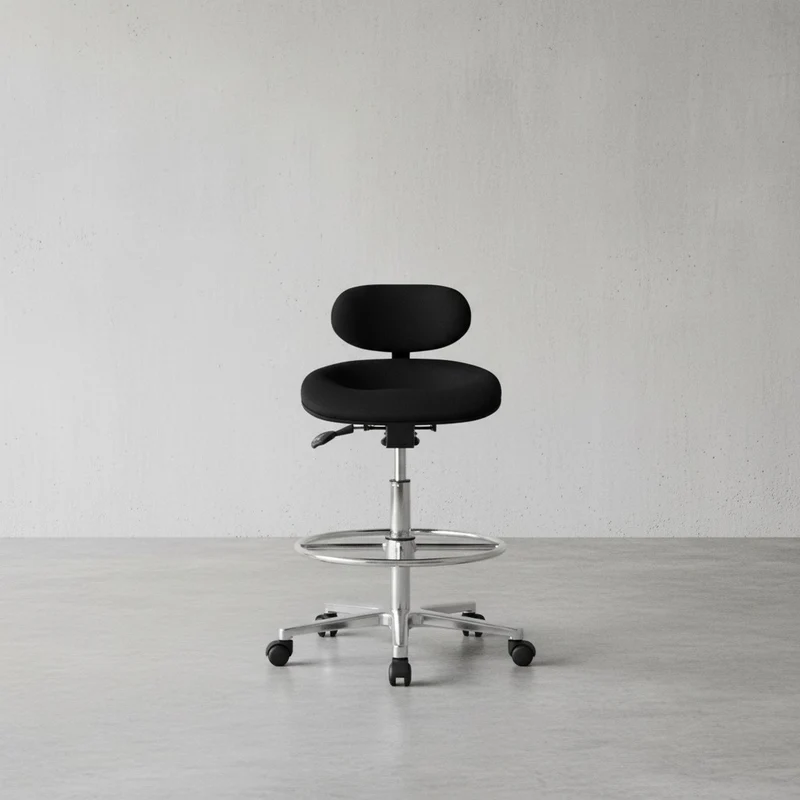Arbeitsstuhl Stoffbezug mit höhenverstellbarer Sitzfläche und Rückenlehne, Aluminium-Fußkreuz