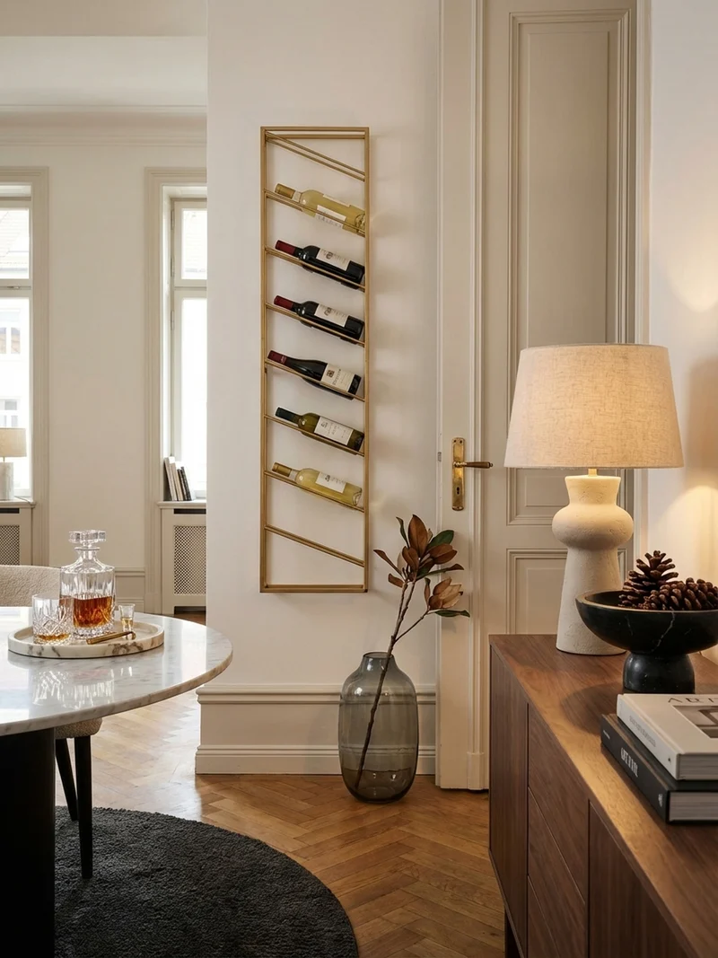 Weinregal Eisen Pulverbeschichtet Wandmontage Handgefertigt