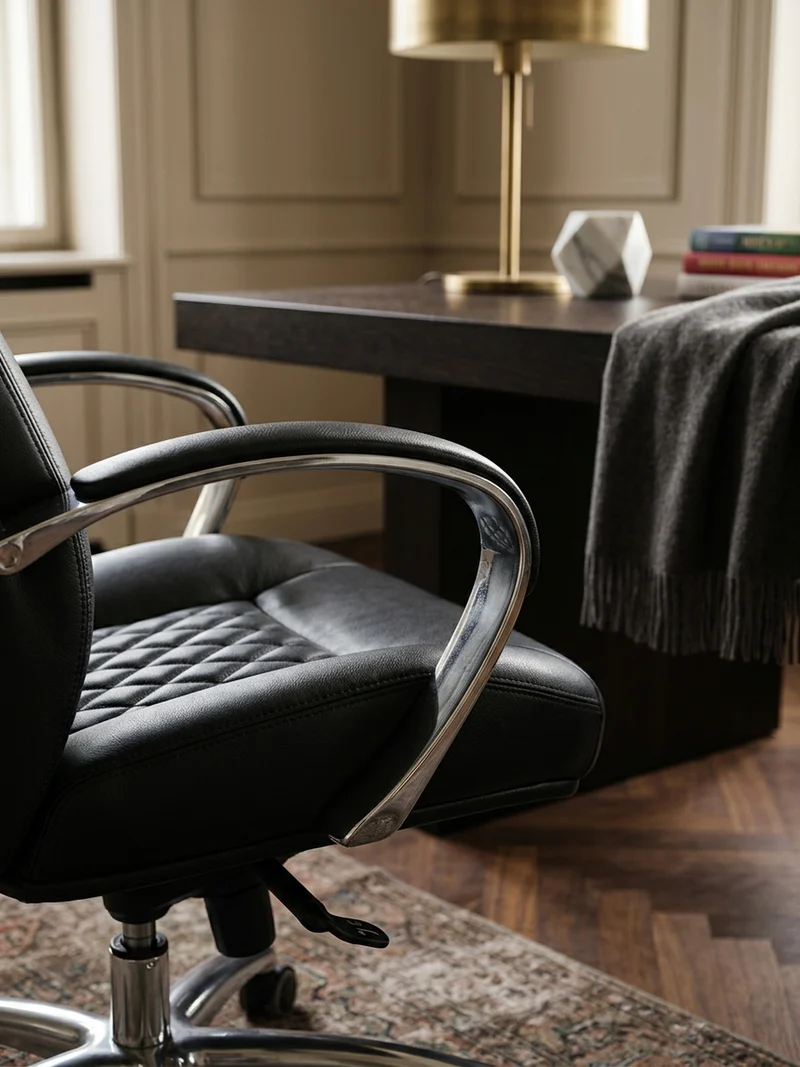 Chefsessel Echtleder mit Aluminiumfußkreuz und ergonomischer Sitzform