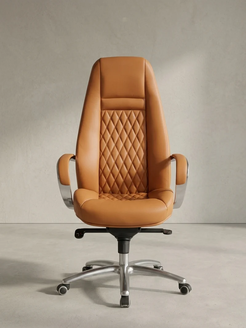 Chefsessel Echtleder mit Aluminiumfußkreuz und ergonomischer Sitzform