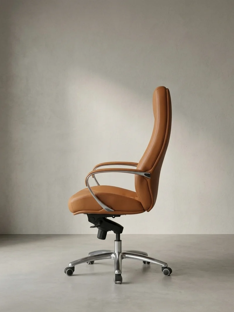 Chefsessel Echtleder mit Aluminiumfußkreuz und ergonomischer Sitzform