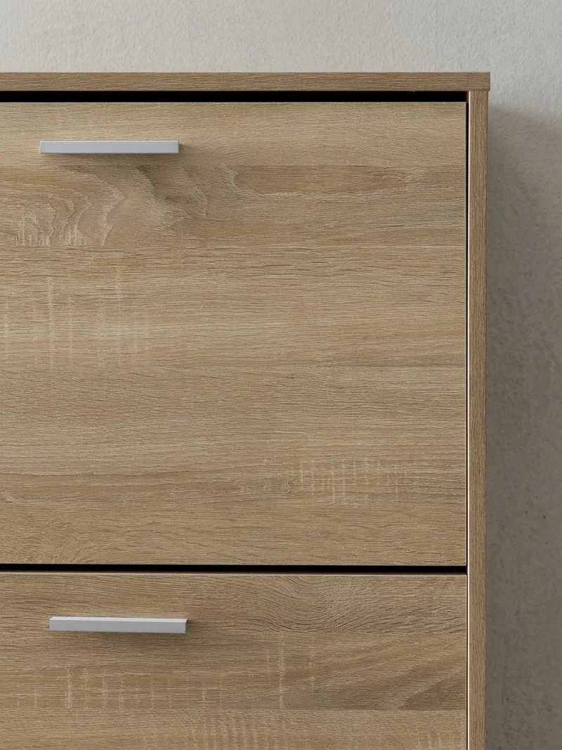 Schuhschrank Holz mit 4 Klappen und großer Ablage