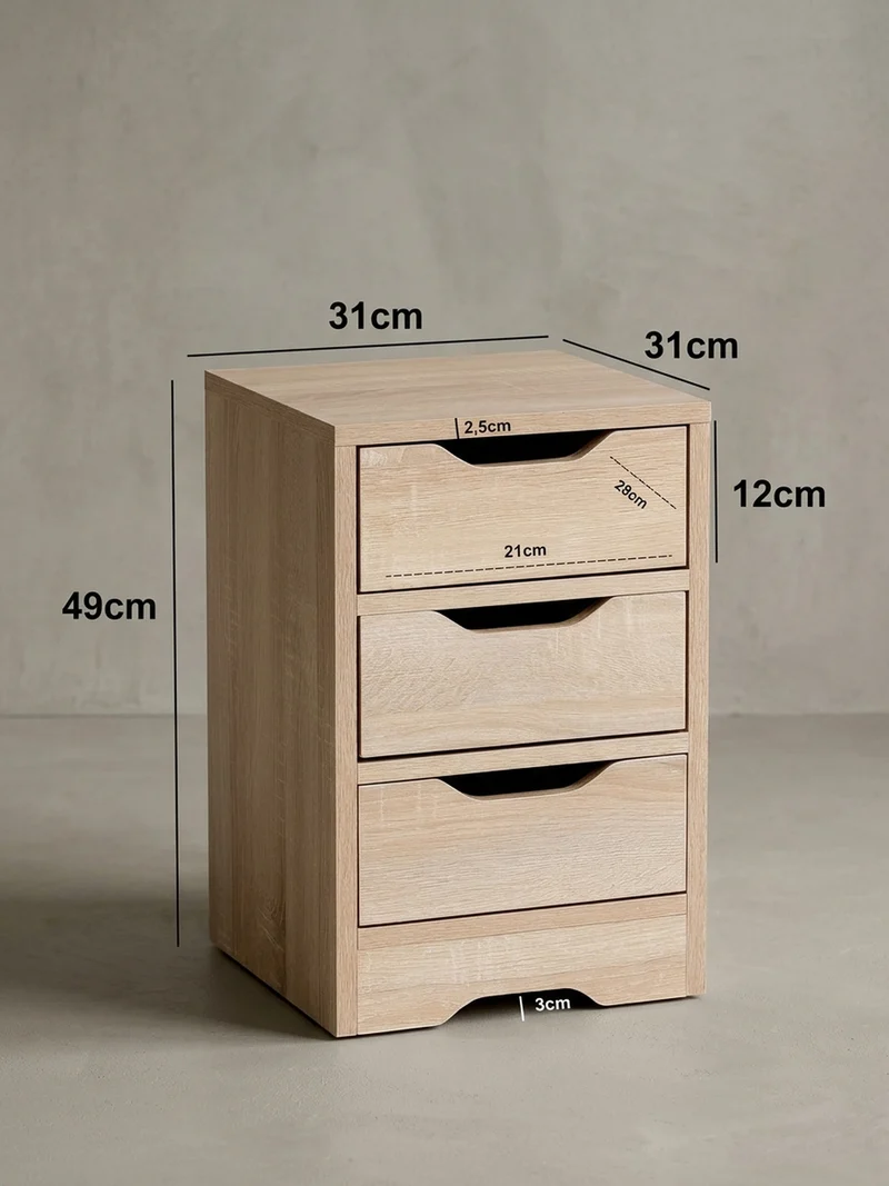 Nachttisch 3 Schubladen Modern Kratzfest Wasserabweisend