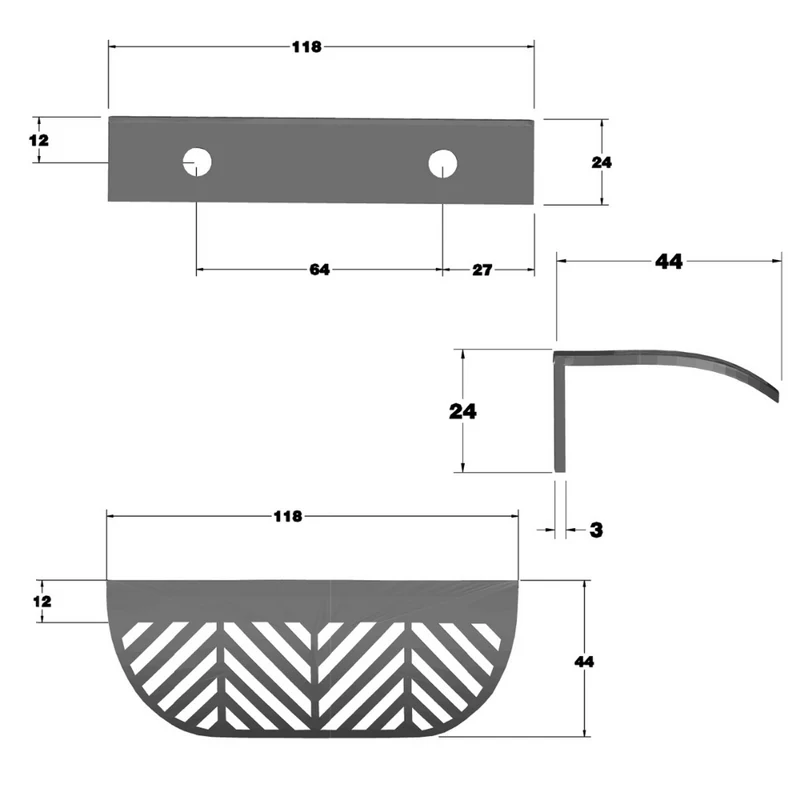 LEAF Edge Pull Möbelgriff 64mm (118mm Gesamtlänge) - Messing Gold
