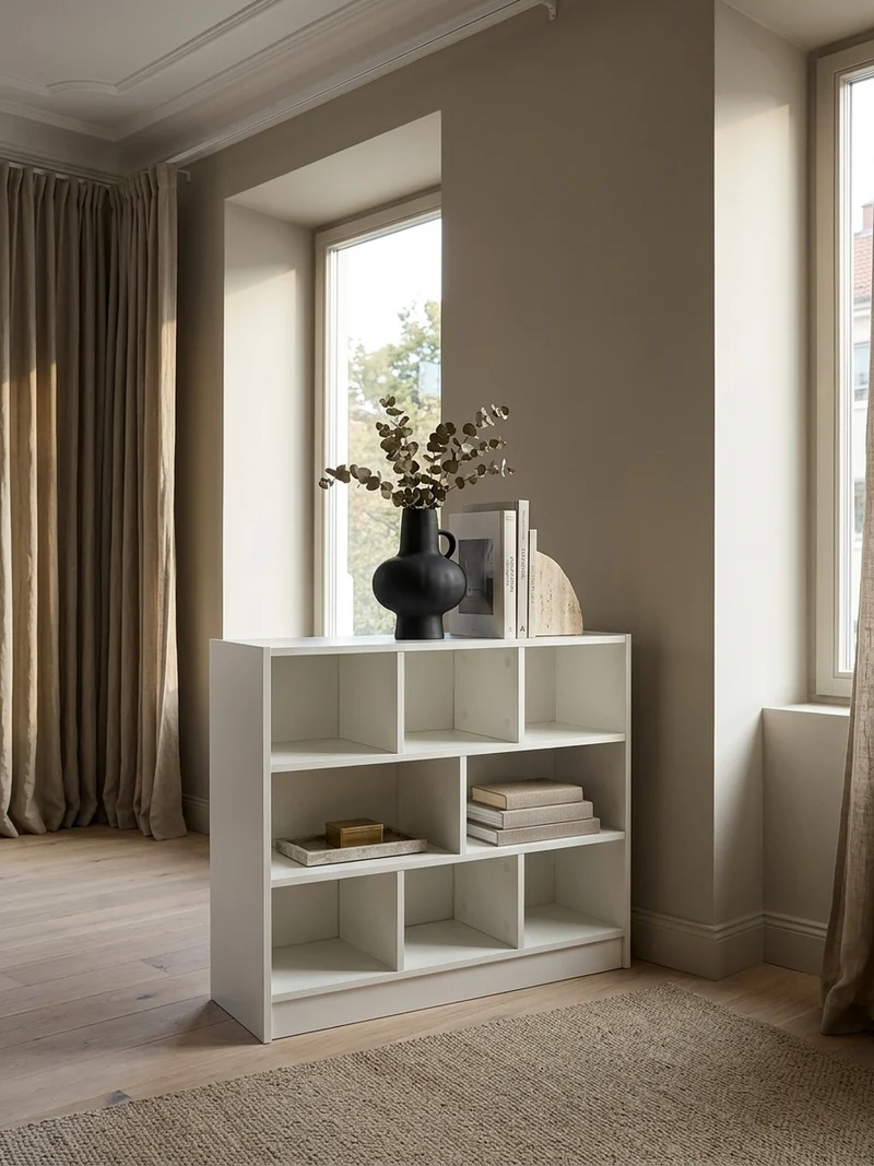Bücherregal – Holz, melaminbeschichtet, mit Stauraum, modern