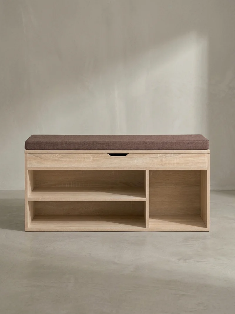 Garderobenbank Holz gepolstert mit Stauraum