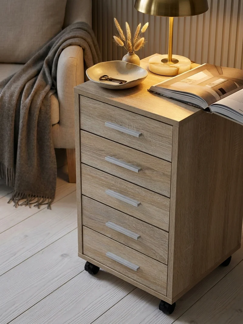 Schubladenschrank Holz 5 Schubladen Mit Rollen