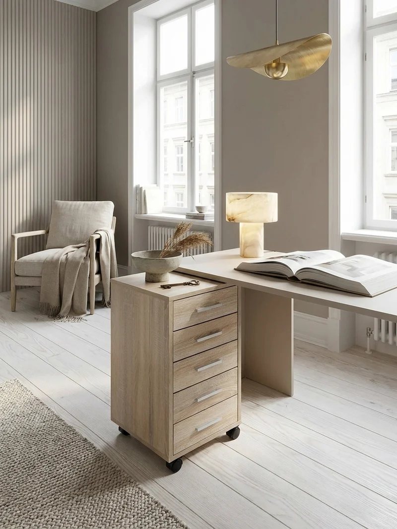Schubladenschrank Holz 5 Schubladen Mit Rollen