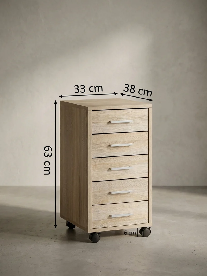 Schubladenschrank Holz 5 Schubladen Mit Rollen
