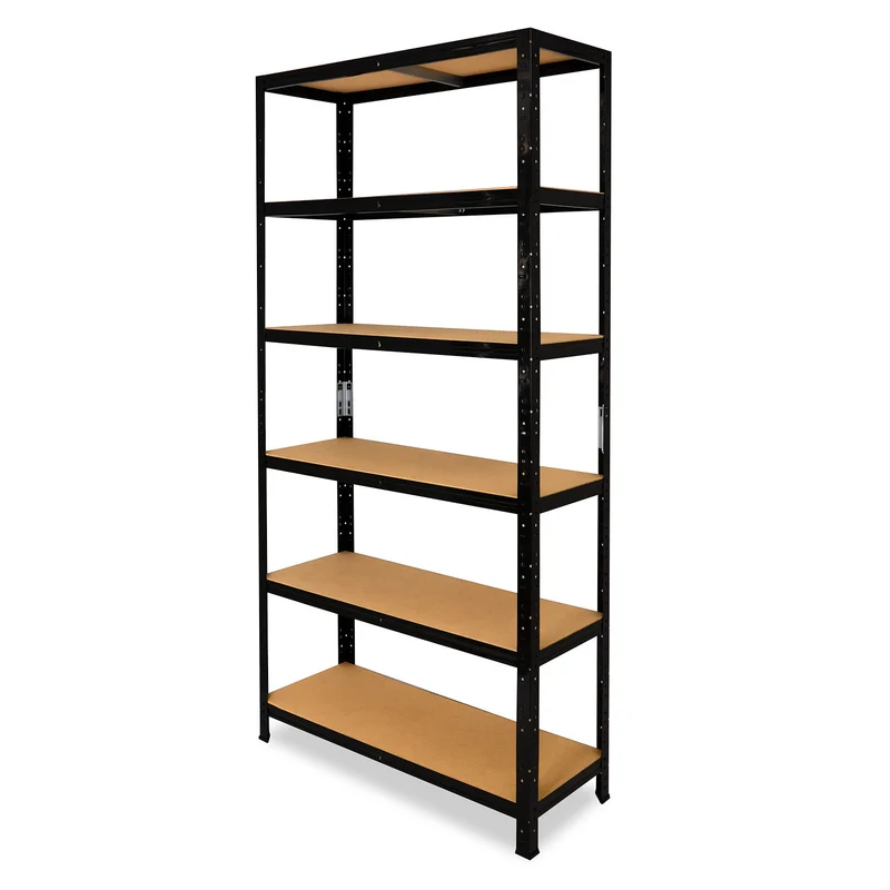 shelfplaza BLACK Schwerlastregal 200x45x40 cm schwarz mit 6 Böden