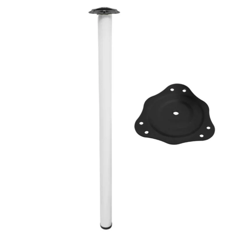 Tischbein 110 cm hoch - Stahl montageplatte - Weiß