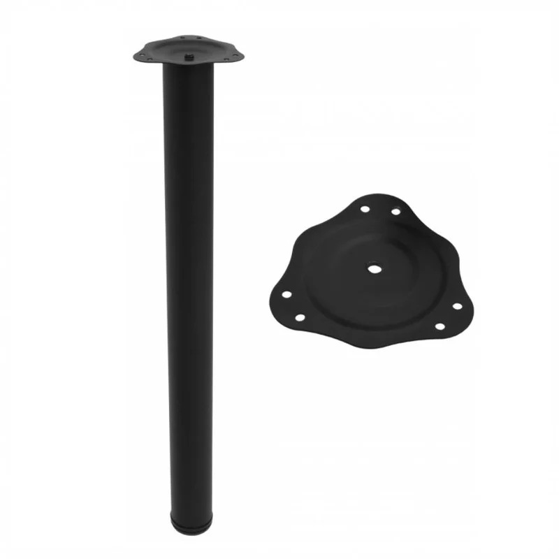 Tischbein 71 cm hoch - Stahl Montageplatte - Schwarz