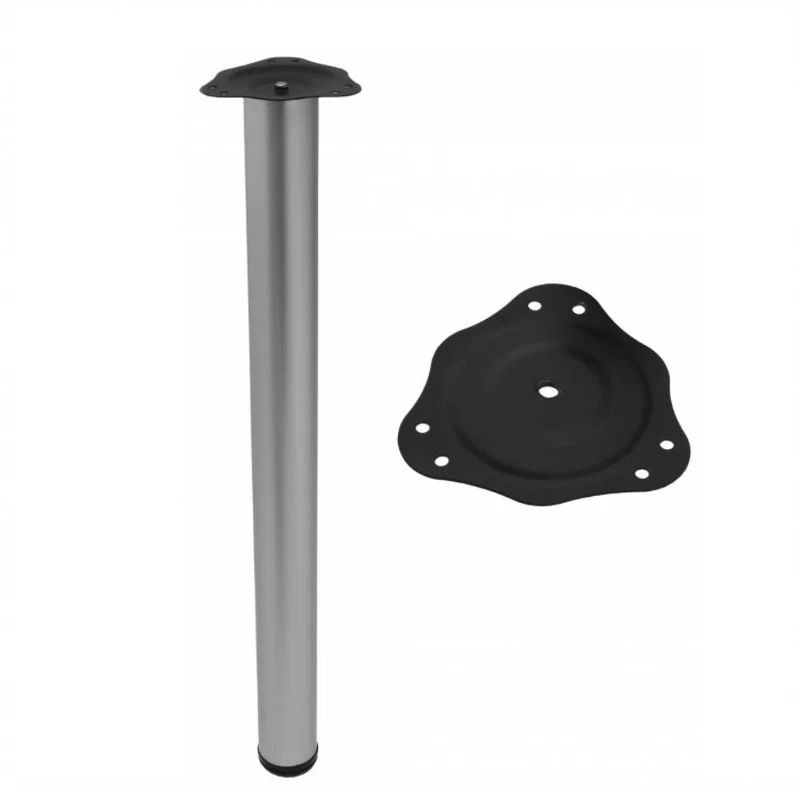 Tischbein 71 cm hoch - Stahl Montageplatte - Aluminium