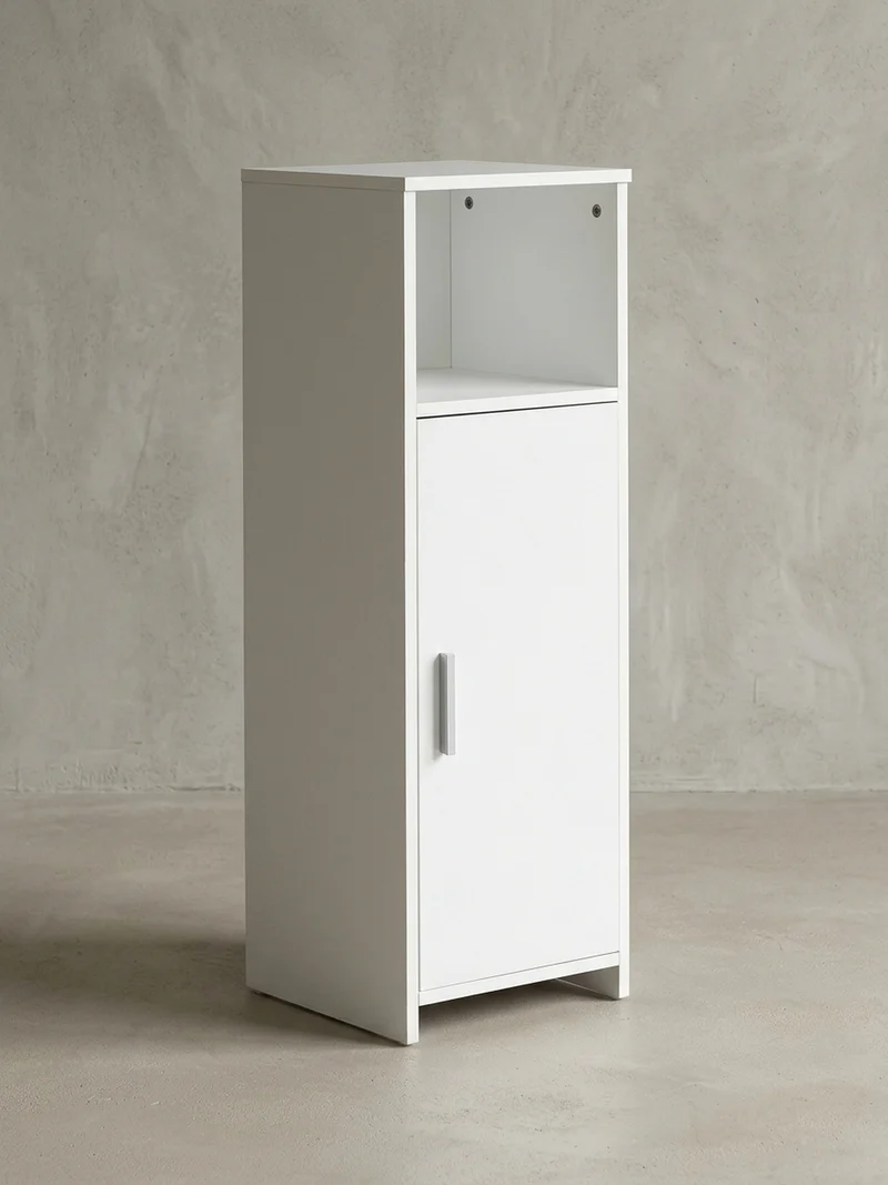 Badschrank Weiß 30x95,5x30 cm aus Melamin mit kratzfester Oberfläche