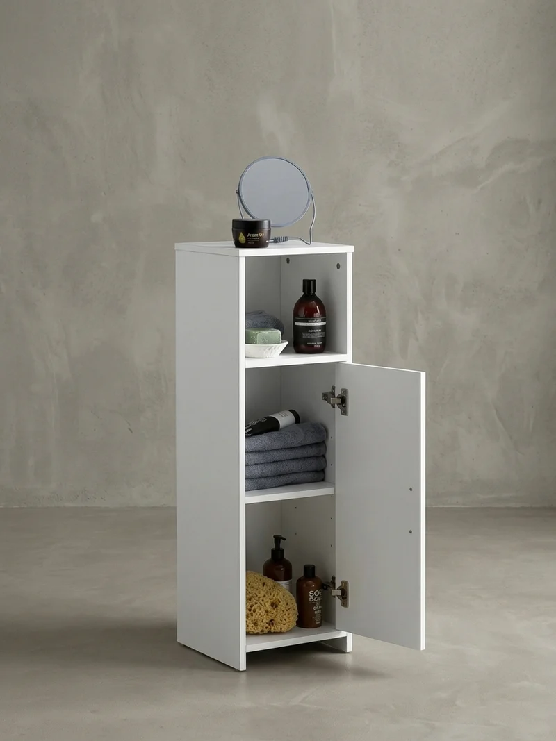 Badschrank Weiß 30x95,5x30 cm aus Melamin mit kratzfester Oberfläche