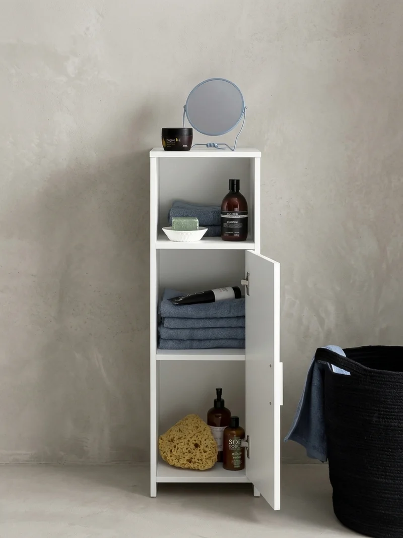 Badschrank Weiß 30x95,5x30 cm aus Melamin mit kratzfester Oberfläche