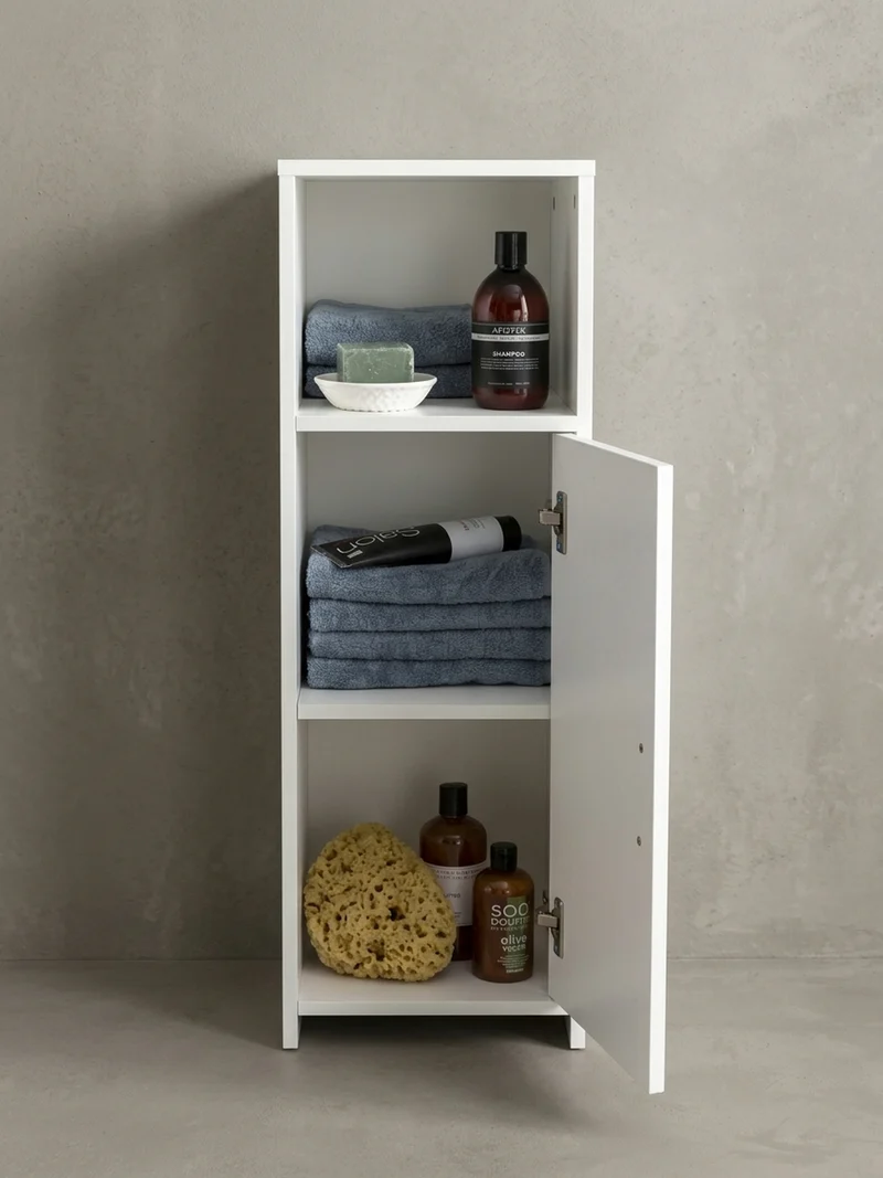 Badschrank Weiß 30x95,5x30 cm aus Melamin mit kratzfester Oberfläche