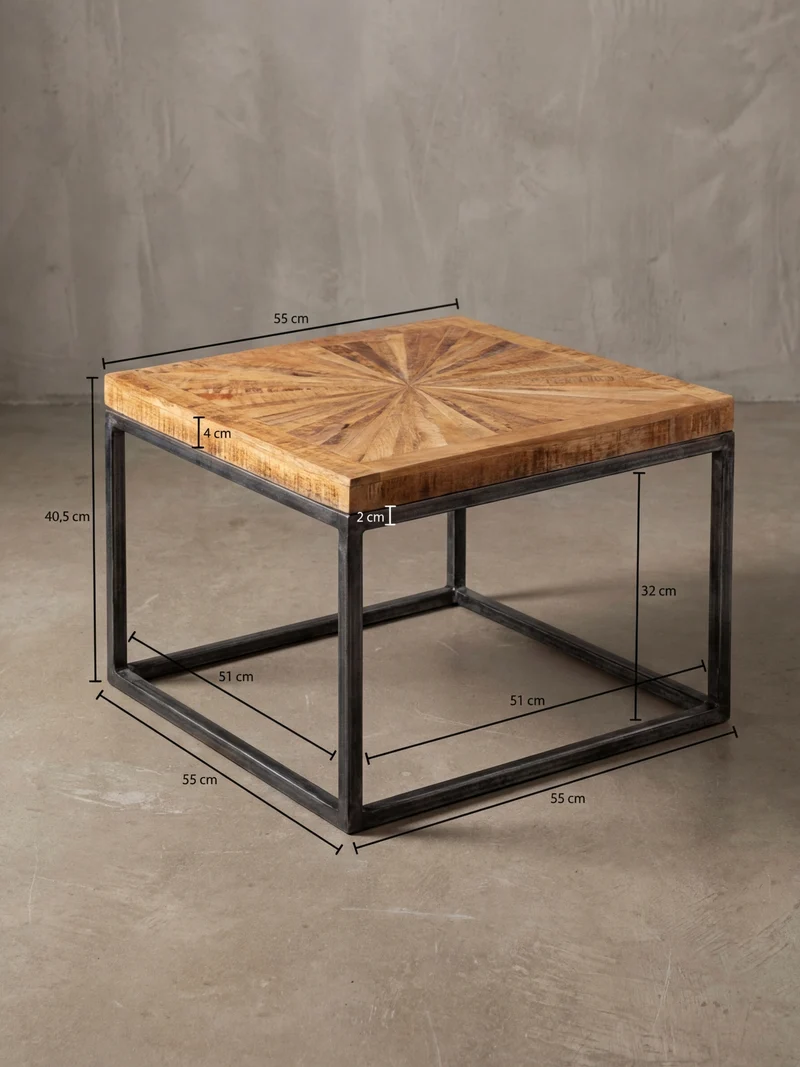Couchtisch Mangoholz Modernes Design Große Ablagefläche Stabile Beine