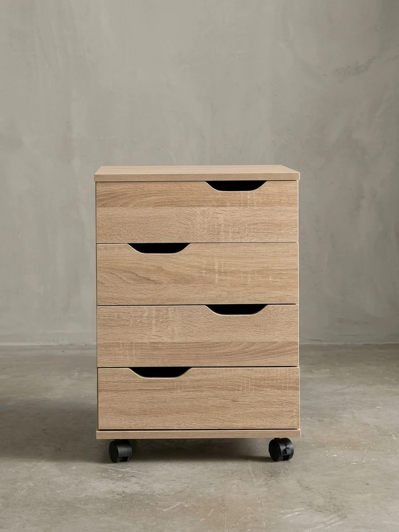 Rollcontainer – Weiß, 4 Schubladen, Rollen, stilvoll, für Büro