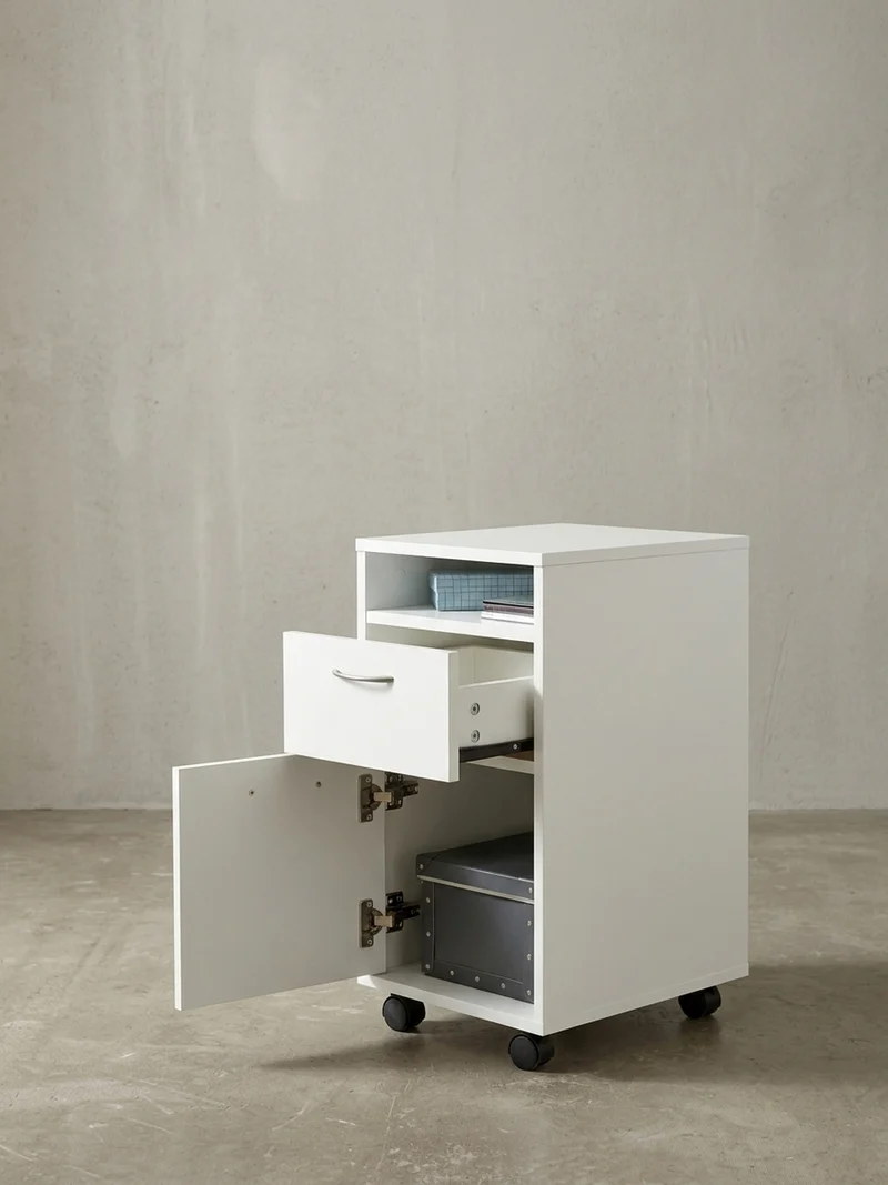 Rollcontainer – Weiß, Schreibtischcontainer, viel Stauraum, Rollen, modern