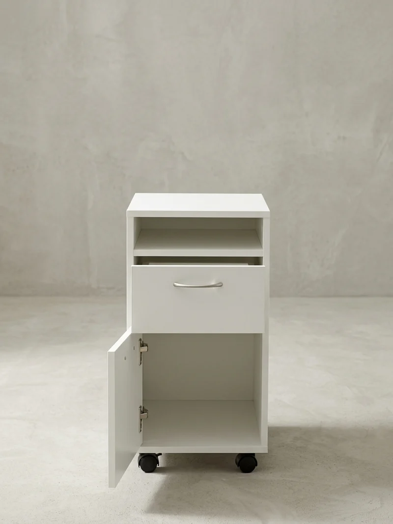 Rollcontainer – Weiß, Schreibtischcontainer, viel Stauraum, Rollen, modern