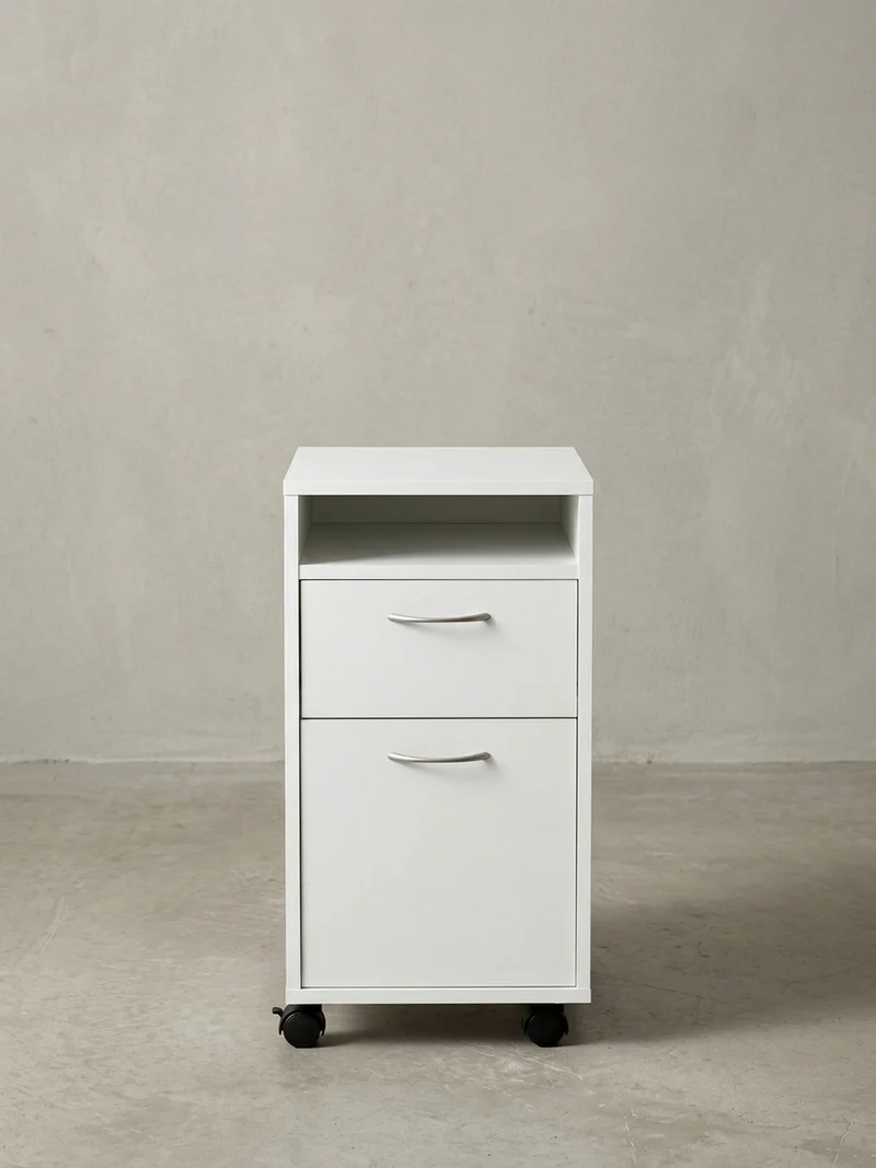 Rollcontainer – Weiß, Schreibtischcontainer, viel Stauraum, Rollen, modern