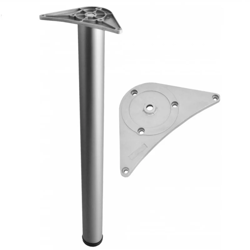 Tischbein 71 cm hoch - ZnAl Montageplatte - Aluminium