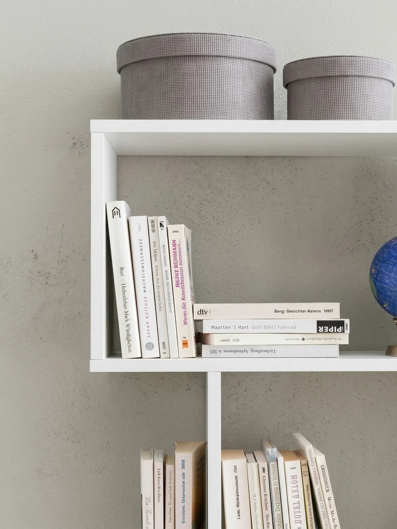 Bücherregal – Zickzack, Mattweiß, 6 Fächer, Anti-Rutsch-Noppen