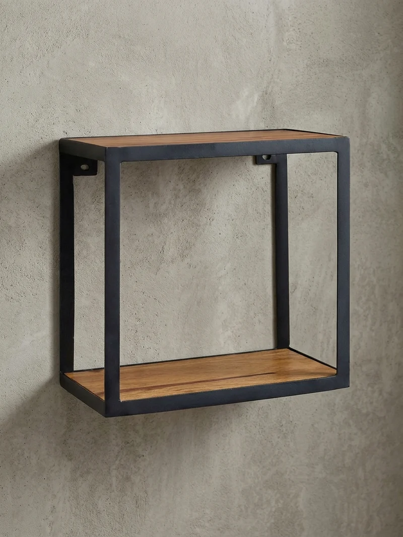 Wandregal Holz Metall Modern Stil 35x35x18 cm