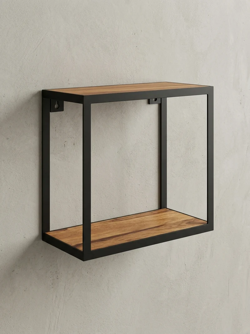 Wandregal Holz Metall Modern Stil 35x35x18 cm