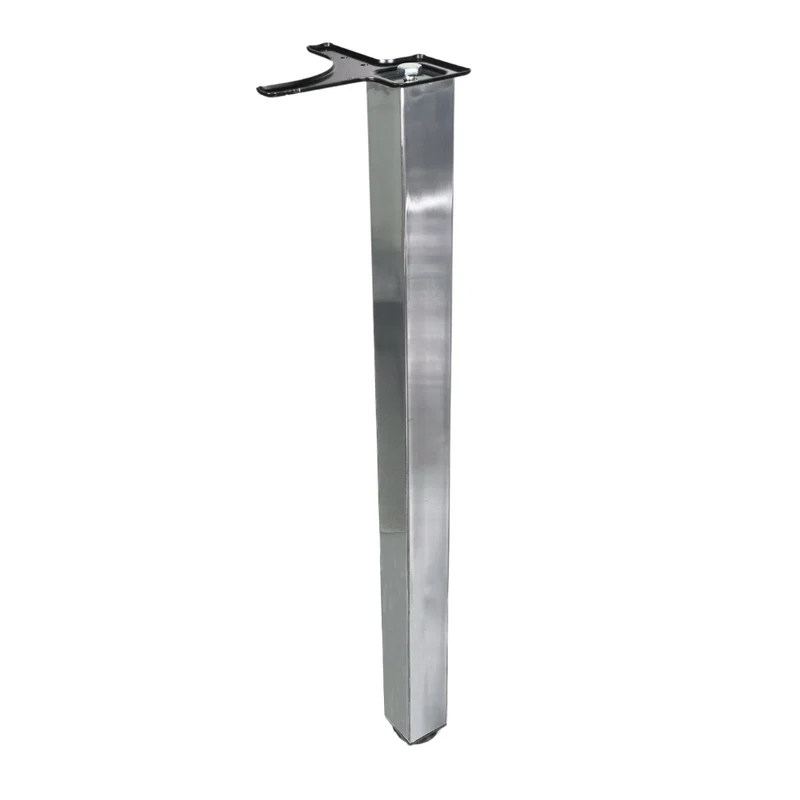 Quadratisches Tischbein 71 cm hoch - Chrom, ZnAl Montageplatte