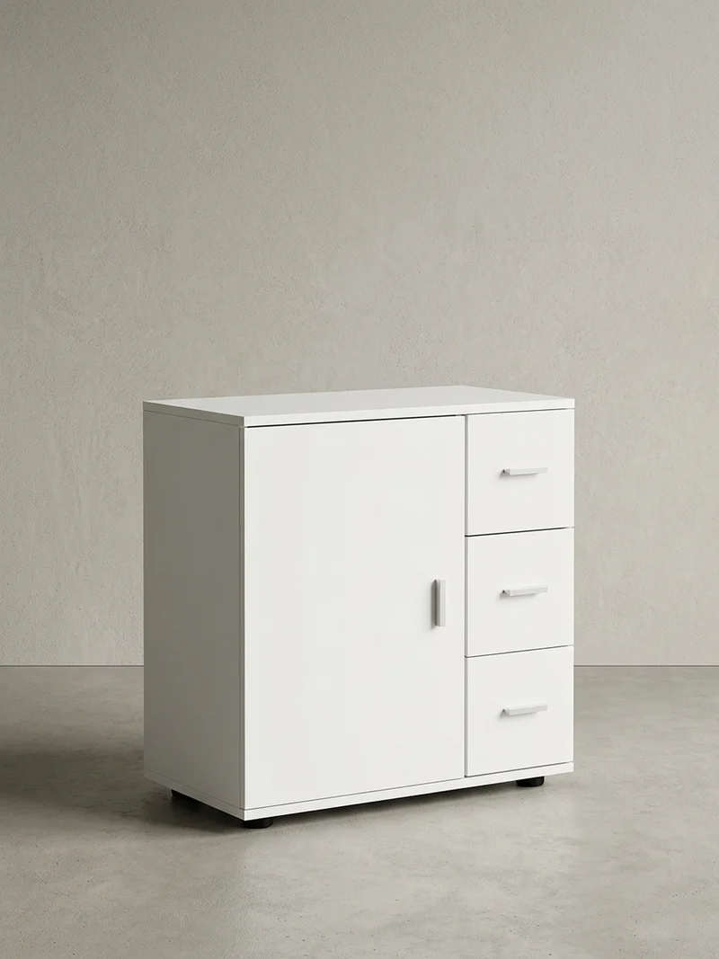 Badschrank Weiß 60x65,5x33 cm mit großem Stauraum in matter Ausführung