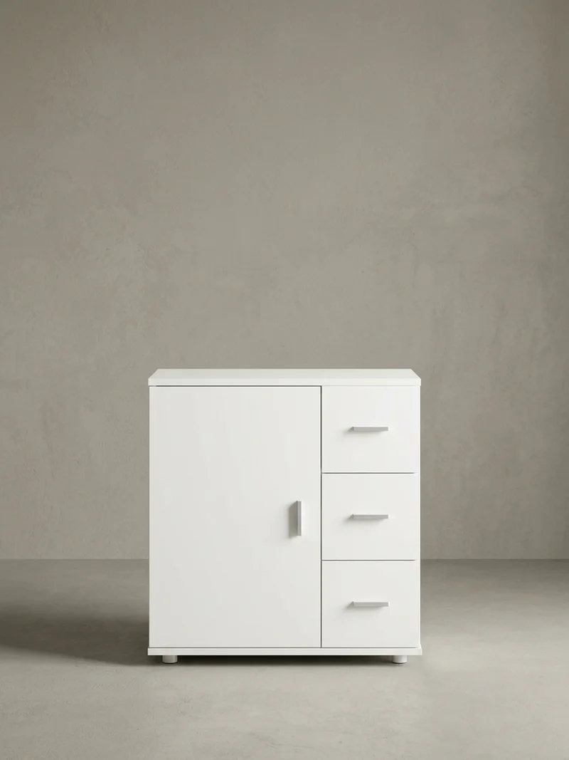 Badschrank Weiß 60x65,5x33 cm mit großem Stauraum in matter Ausführung
