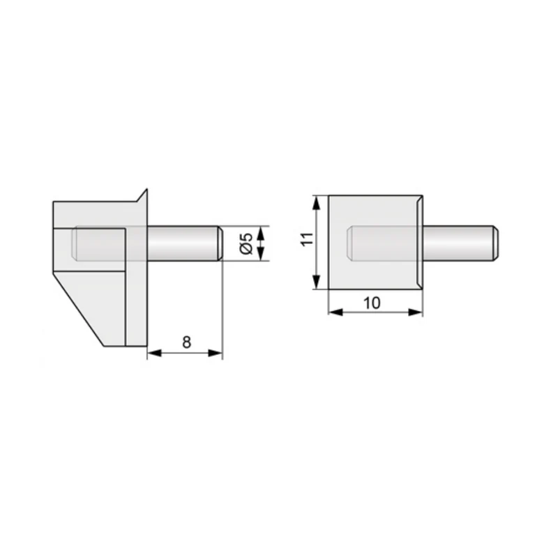 Regalbodenträger Metall-Kunststoff 5mm - 1000 Stk.