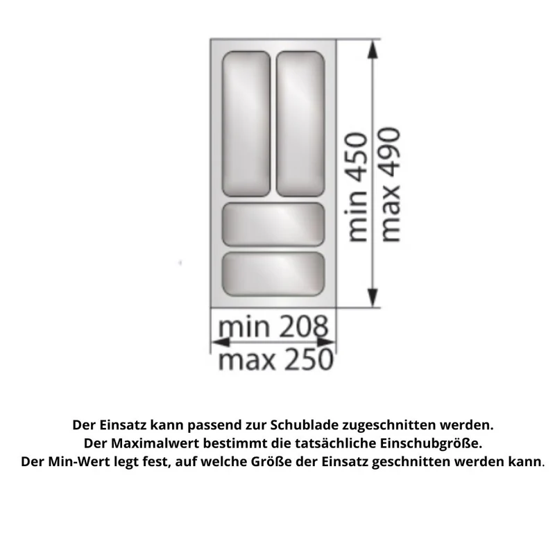 Besteckeinsatz für Schublade, Korpusbreite: 300mm, Tiefe: 490mm - Weiß