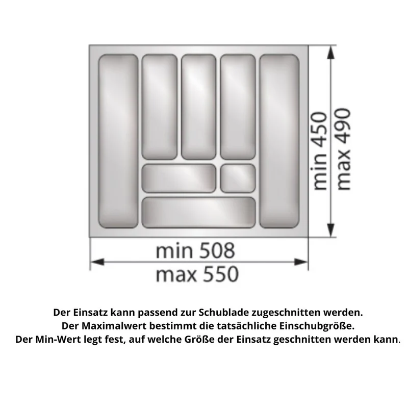Besteckeinsatz für Schublade, Korpusbreite: 600mm, Tiefe: 490mm - Weiß