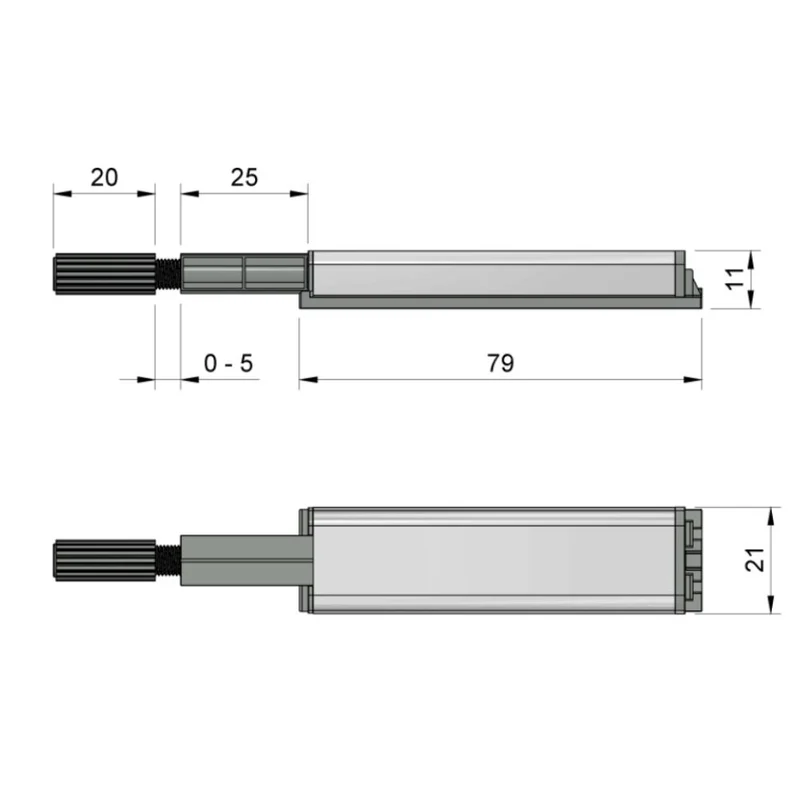 Push to Open-Verriegelung - federlose Scharniere - mit Magnetspitze Zink/Grau
