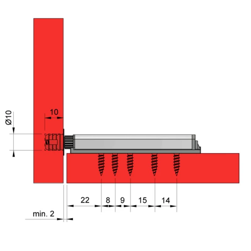 Push to Open-Verriegelung - federlose Scharniere - mit Magnetspitze Zink/Grau