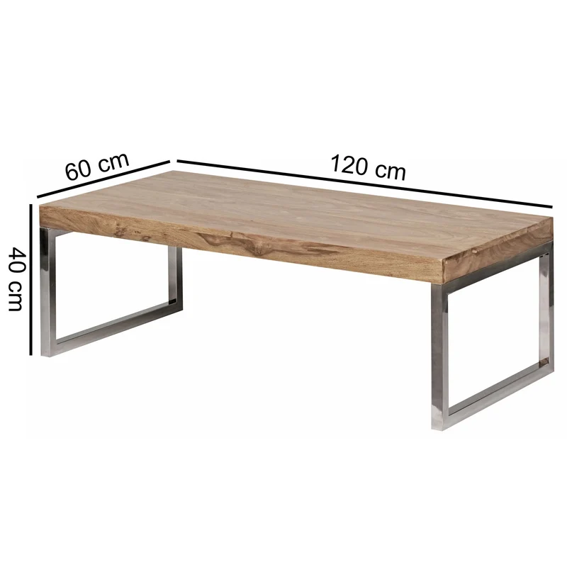 Couchtisch Massivholz mit Chromfüßen Handgefertigt