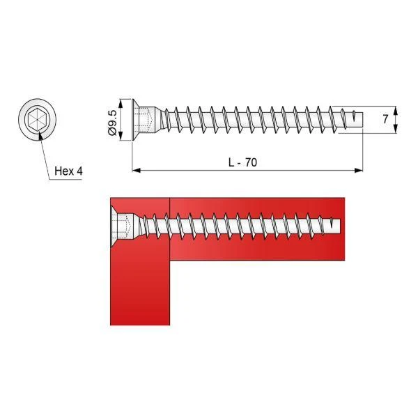 Möbelschrauben - 7.0x70mm (100 stk.)
