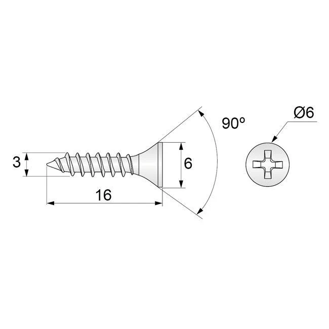 Holzschrauben PH1 3.0x16mm Weißer Zink (1000 stk.)