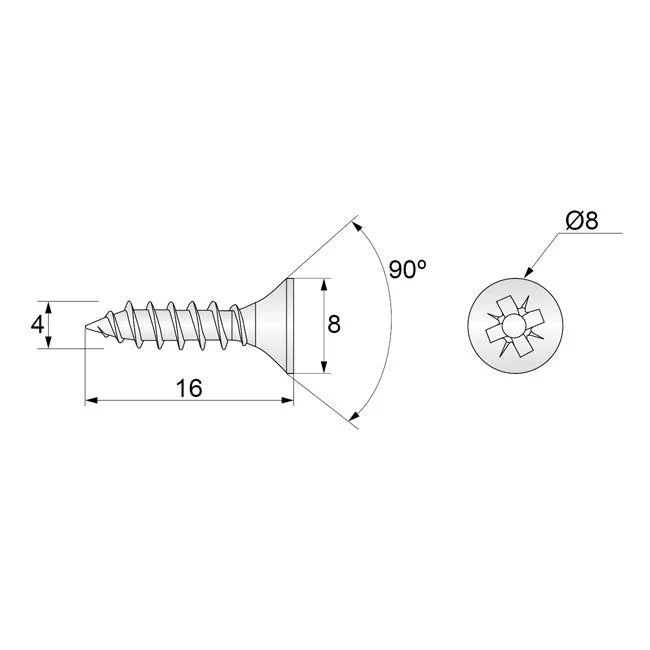 Holzschrauben PZ2 4.0x16mm Weißer Zink (1000 stk.)