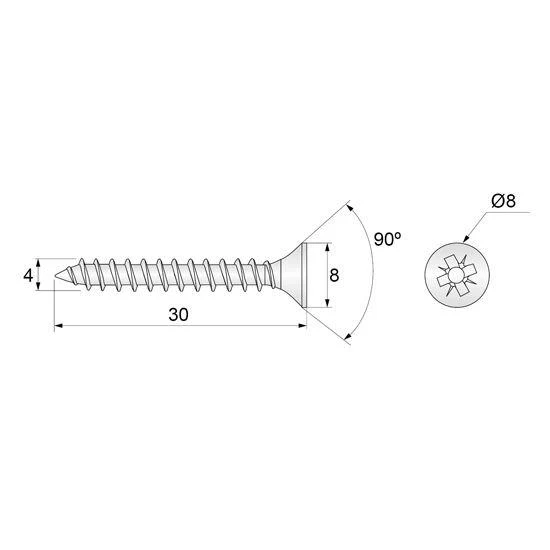 Holzschrauben PZ2 4.0x30mm Weißer Zink (1000 stk.)