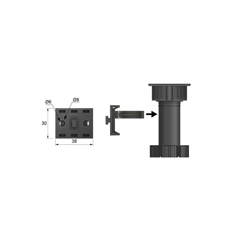 Clip für Aluminium Küchenfüße - Schwarz