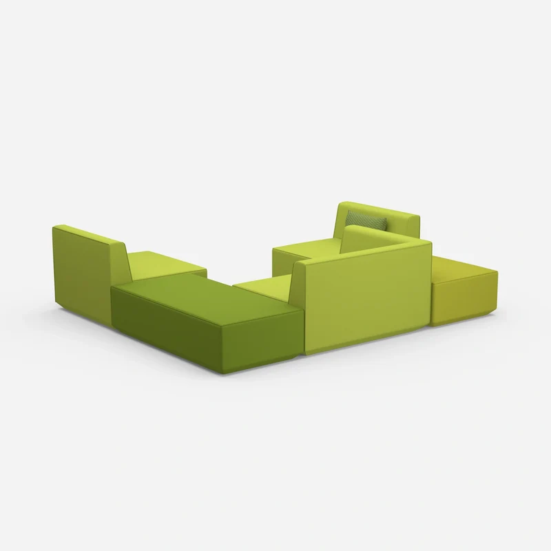Grüne Sofalandschaft in U Form