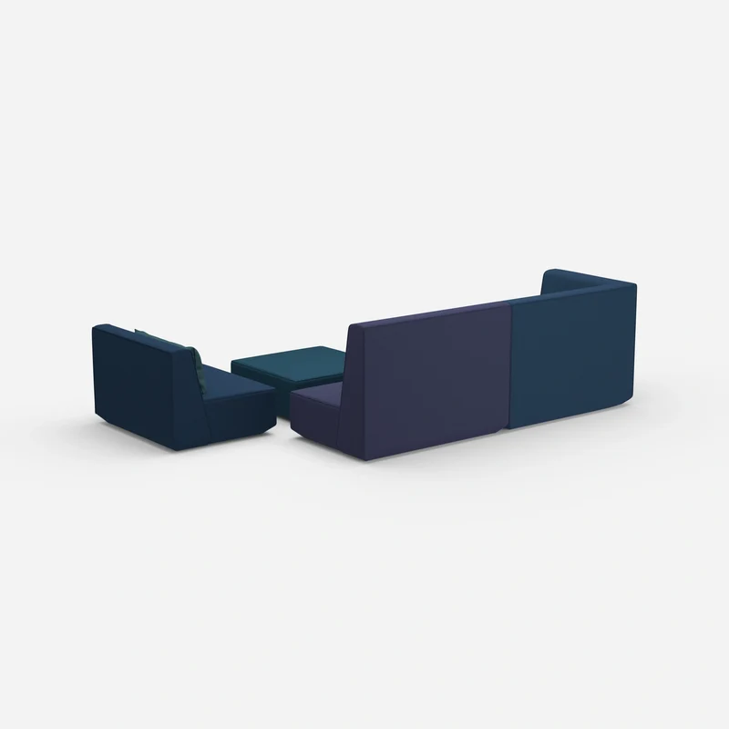Dreisitzer Sofa mit Sessel und hoher Rückenlehne