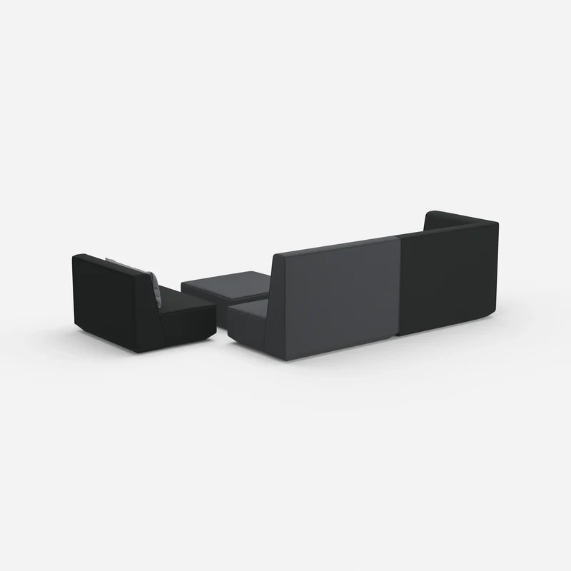 Dreisitzer Sofa mit Sessel und hoher Rückenlehne