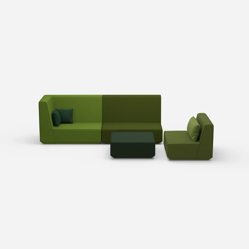 Dreisitzer Sofa mit Sessel und hoher Rückenlehne