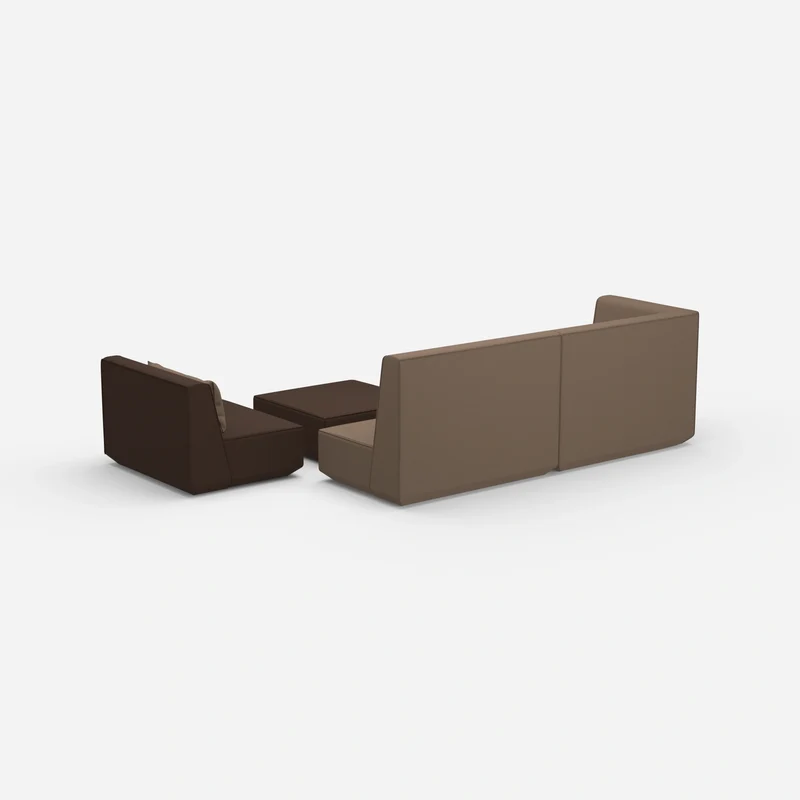 Dreisitzer Sofa mit Sessel und hoher Rückenlehne
